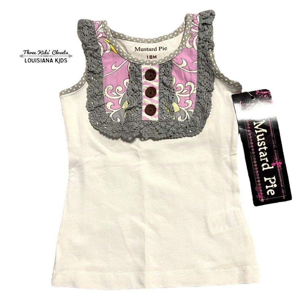 NEW Mustard Pie 18m Lavender & Grey Lace Tank Top